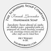 ヴィンテージスタイル白と黒文字石鹸 ラウンドシール (正面)