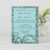 ヴィンテージスタイル白黒フローラ結婚ズ 招待状 (スタンド正面)