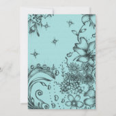 ヴィンテージスタイル白黒フローラ結婚ズ 招待状 (裏面)