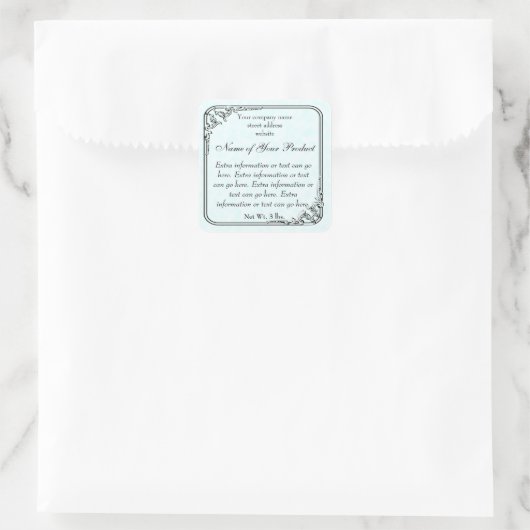 ヴィンテージスタイル石鹸および化粧品ラベルライトブルー スクエアシール (バッグ)