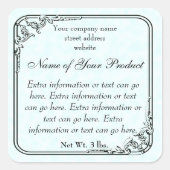 ヴィンテージスタイル石鹸および化粧品ラベルライトブルー スクエアシール (正面)