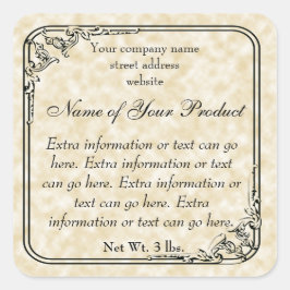 ヴィンテージスタイル石鹸と化粧品ラベル – Tan スクエアシール