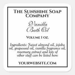 ヴィンテージスタイル石鹸の化粧品ラベル白&黒 スクエアシール