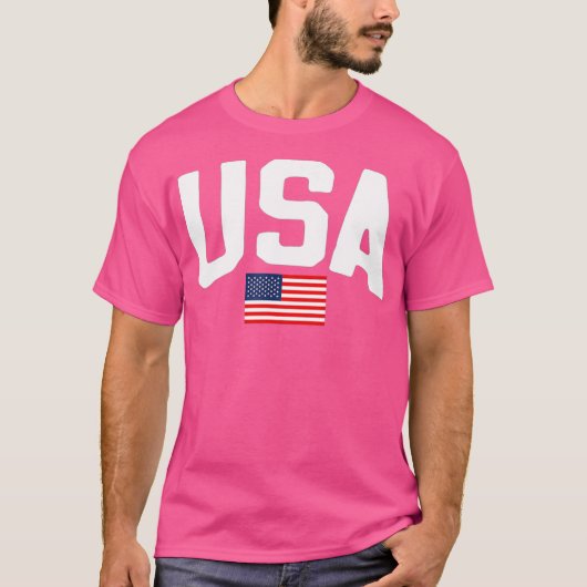 ヴィンテージスタイル米国アメリカ国旗7月4日 Tシャツ (正面)