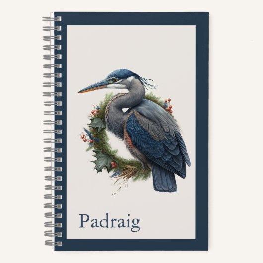 ヴィンテージスタイル素晴らしブルーヘロン縁どwith  ノートブック (正面)
