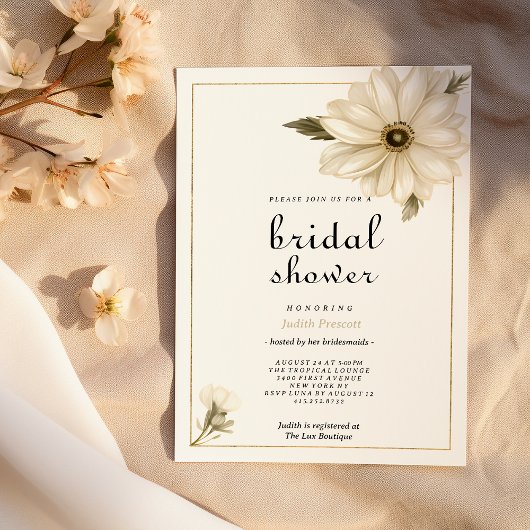 ヴィンテージスタイル素朴デイジー花ブライダルシャワー 招待状