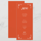 ヴィンテージスタイル結婚のイベントメニューフラットカードオレンジ メニュー (正面/裏面)