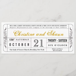 ヴィンテージスタイル結婚のマスタードのチケット招待状 招待状