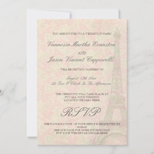 ヴィンテージスタイル結婚インパリ招待状 招待状 (正面)