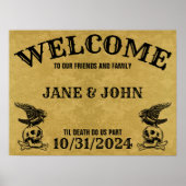 ヴィンテージスタイル結婚ゴシックまたはハロウィーンウェルカム ポスター (正面)