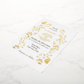 ヴィンテージスタイル結婚フローラの白と金ゴールド 箔招待状 (回転した状態)