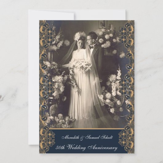 ヴィンテージスタイル結婚50周年記念 招待状 (正面)