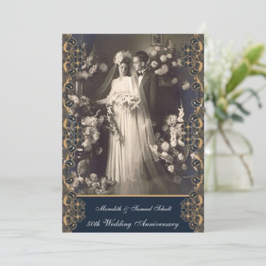 ヴィンテージスタイル結婚50周年記念 招待状 (スタンド正面)