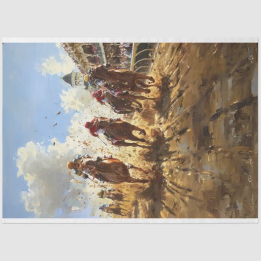 ヴィンテージスタイル絵を描ズのケンタッキー・ダービー・デクページ 薄葉紙 (正面)