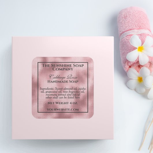 ヴィンテージスタイル織りピンクフォイル石鹸化粧料 スクエアシール