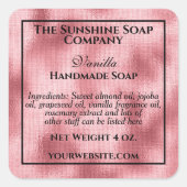 ヴィンテージスタイル織りピンクフォイル石鹸化粧料 スクエアシール (正面)