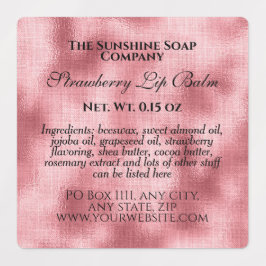 ヴィンテージスタイル耐水性化粧料製織ピンク箔 ラベル