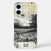 ヴィンテージスタイル自然シーンスクラップブックモノグラム Case-Mate iPhoneケース (裏面)