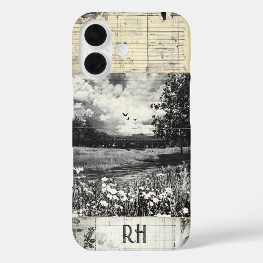 ヴィンテージスタイル自然シーンスクラップブックモノグラム Case-Mate iPhoneケース (裏面)