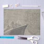 ヴィンテージスタイル航海船及び地図 薄葉紙 (クラフト)