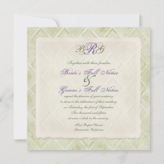 ヴィンテージスタイル薄紫アジサイ – 結婚式招待状 招待状 (裏面)