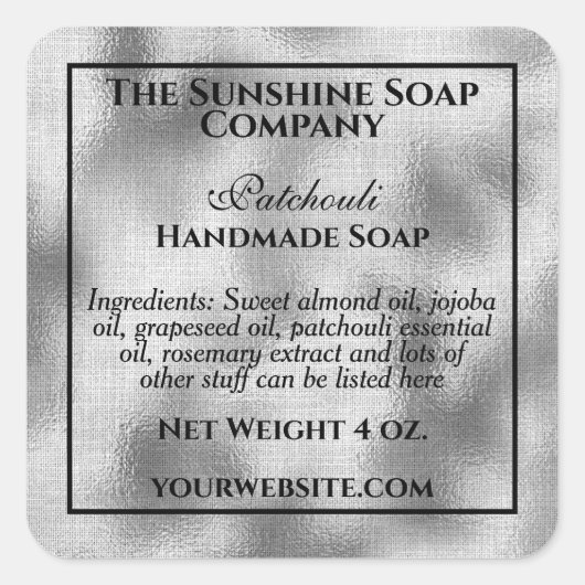 ヴィンテージスタイル製銀箔せっけん化粧料 スクエアシール (正面)