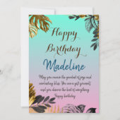 ヴィンテージスタイル誕生日カード青グラデーション 招待状 (正面)