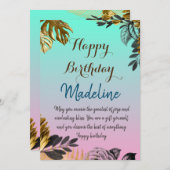 ヴィンテージスタイル誕生日カード青グラデーション 招待状 (正面/裏面)