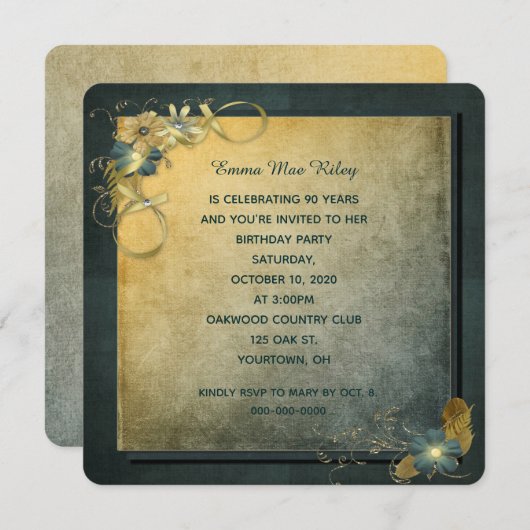 ヴィンテージスタイル誕生日パーティー招待状 招待状 (正面/裏面)