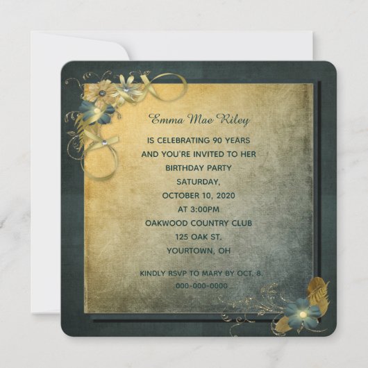 ヴィンテージスタイル誕生日パーティー招待状 招待状 (正面)