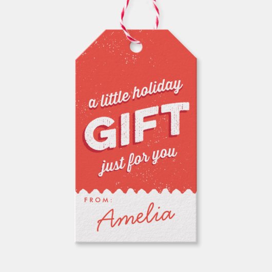 ヴィンテージスタイル赤と白休日 ギフトタグ (正面)