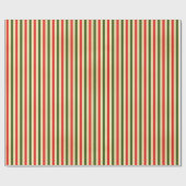 ヴィンテージスタイル赤と緑のストライプ ラッピングペーパー (フラット)