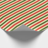 ヴィンテージスタイル赤と緑のストライプ ラッピングペーパー (角)