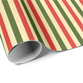 ヴィンテージスタイル赤と緑のストライプ ラッピングペーパー (ロールコーナー)