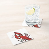 ヴィンテージスタイル赤ロブスターデザイン スクエアペーパーコースター (インサイチュ)