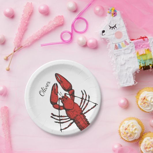 ヴィンテージスタイル赤ロブスターデザイン ペーパープレート (パーティー)