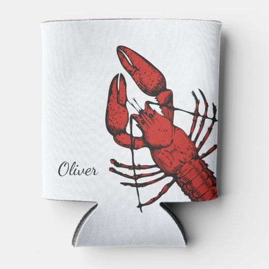 ヴィンテージスタイル赤ロブスターデザイン 缶クーラー (正面)
