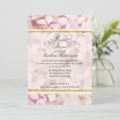 ヴィンテージスタイル赤面ピンクアジサイブライダルシャワー 招待状 (スタンド正面)