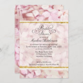 ヴィンテージスタイル赤面ピンクアジサイブライダルシャワー 招待状 (正面/裏面)