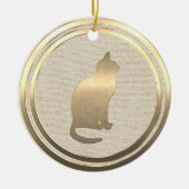 ヴィンテージスタイル金ゴールドキャットセラミックオーナメント セラミックオーナメント (正面)