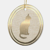 ヴィンテージスタイル金ゴールドキャットセラミックオーナメント セラミックオーナメント (左)