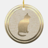 ヴィンテージスタイル金ゴールドキャットセラミックオーナメント セラミックオーナメント (裏面)