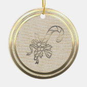 ヴィンテージスタイル金ゴールドキャンディーケーンセラミックオーナメント セラミックオーナメント (正面)