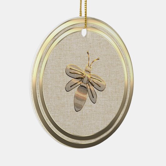 ヴィンテージスタイル金ゴールドクリスマスビーセラミックオーナメント セラミックオーナメント (右)