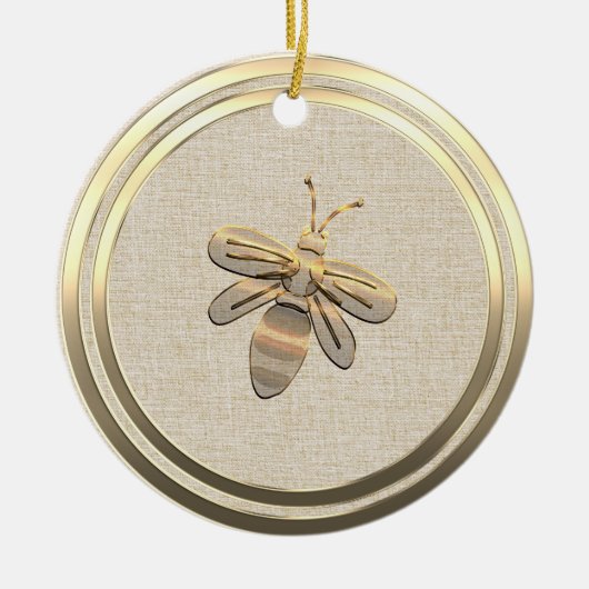 ヴィンテージスタイル金ゴールドクリスマスビーセラミックオーナメント セラミックオーナメント (正面)