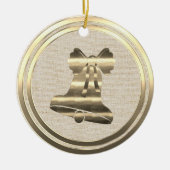 ヴィンテージスタイル金ゴールドクリスマスベルセラミックオーナメント セラミックオーナメント (正面)