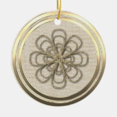 ヴィンテージスタイル金ゴールドスノーフレークセラミックオーナメント セラミックオーナメント (正面)