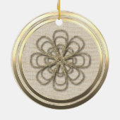 ヴィンテージスタイル金ゴールドスノーフレークセラミックオーナメント セラミックオーナメント (裏面)