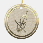 ヴィンテージスタイル金ゴールド音楽チェロセラミックオーナメント セラミックオーナメント (正面)