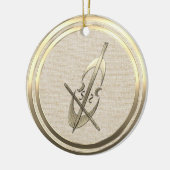 ヴィンテージスタイル金ゴールド音楽チェロセラミックオーナメント セラミックオーナメント (左)